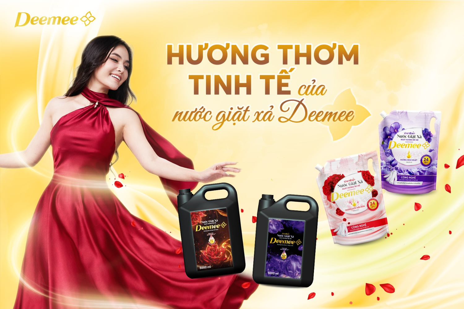Nước giặt xả Deemee đa dạng hương giúp quần áo thơm lâu trong tủ