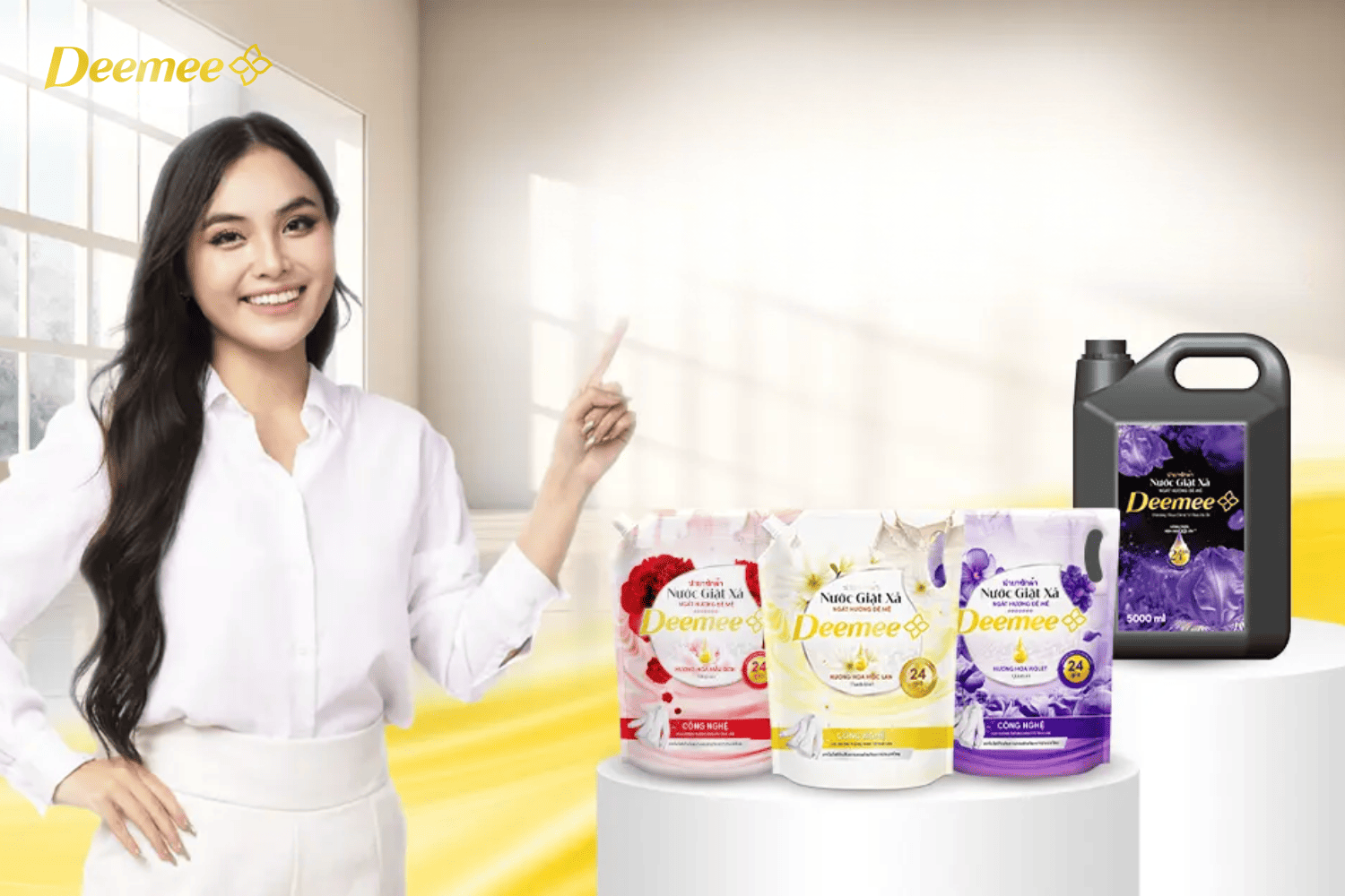 Nước giặt Deemee dịu nhẹ phù hợp cho việc giặt đồ len.