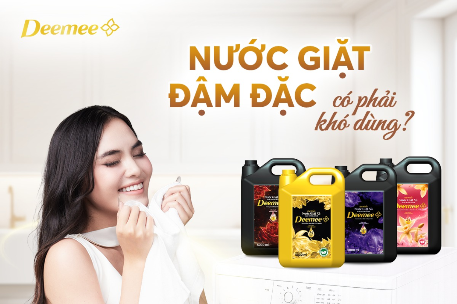 Nước giặt xả Deemee đậm đặc, dễ canh định lượng mỗi lần giặt