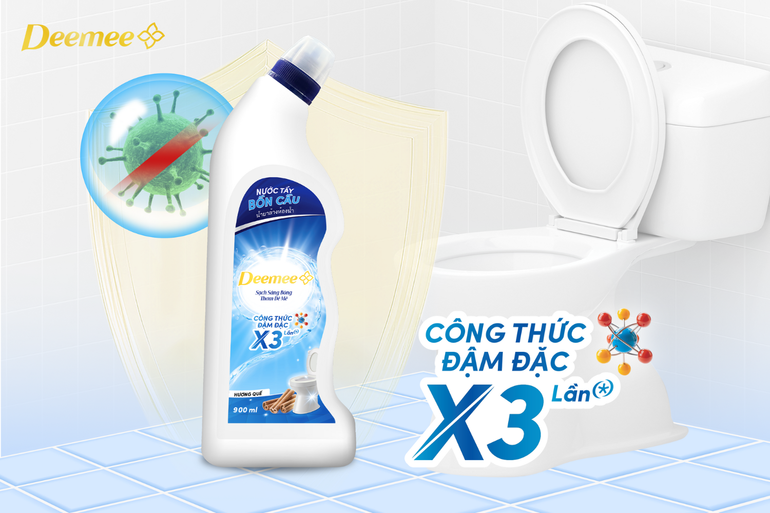 Nước tẩy bồn cầu Deemee hương quế thơm ấm dễ chịu