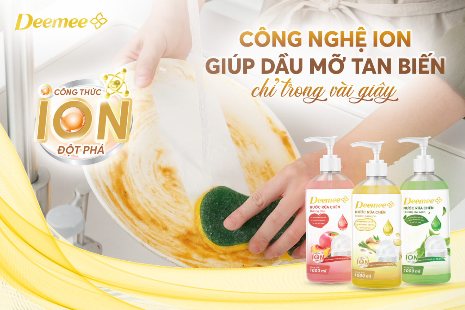 Nước rửa chén Deemee bảo vệ da tay dịu nhẹ, an toàn cho gia đình